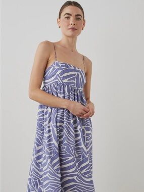 RAILS Lucille Dress
Island Waves
Blue White Printed Spaghetti Strap Midi Dress